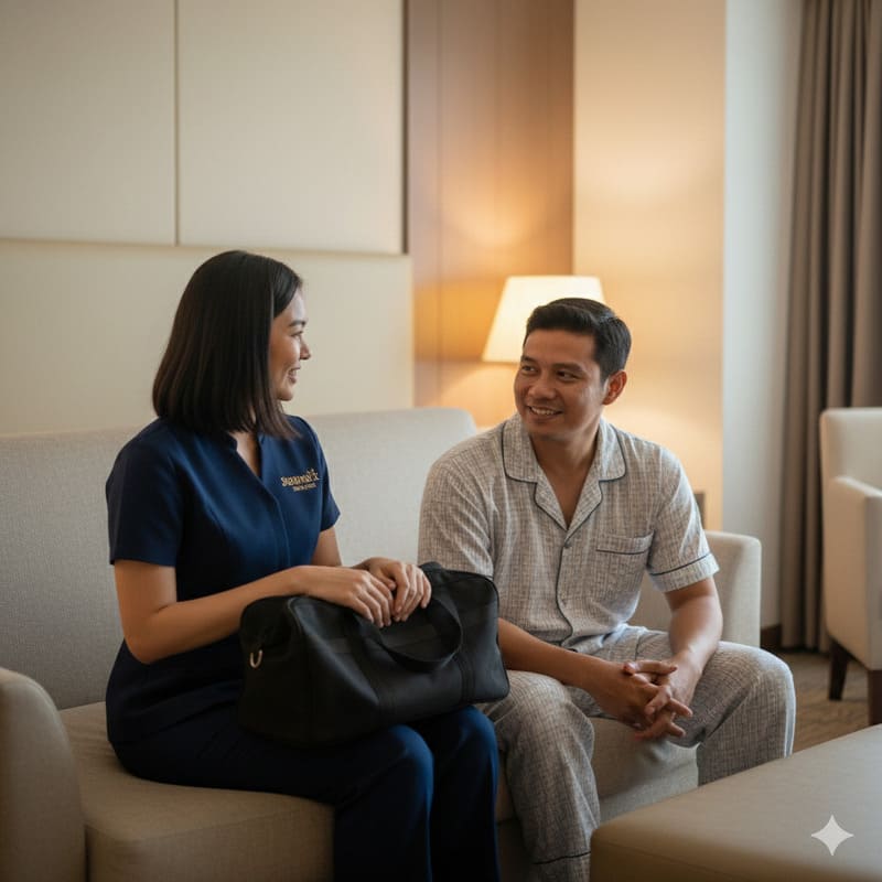 Terapis Pijat Wanita Panggilan Cimahi By Peuseul.com sedang menerima pembayaran dari pelanggan pria